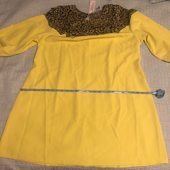 NWT Lela Rose for Lane Bryant 22 Plus Size Swing Dress Black Lace Yellow - Picture 10 of 13
